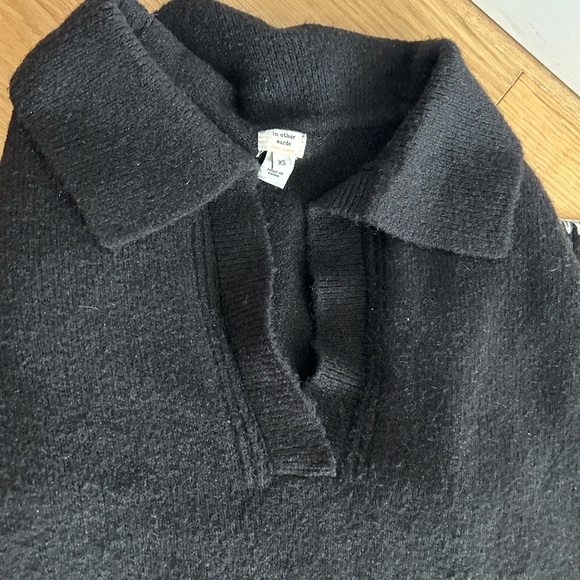 Long Black Women’s Sweater with white stitching - Picture 3 of 3